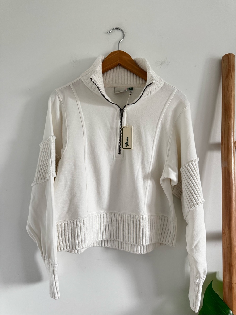 Daily Practice Cream Half-Zip Knit Top